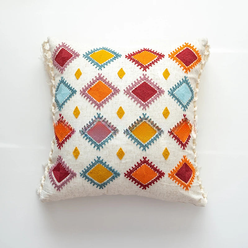 Bohemian Embroidered Throw Pillow Cover