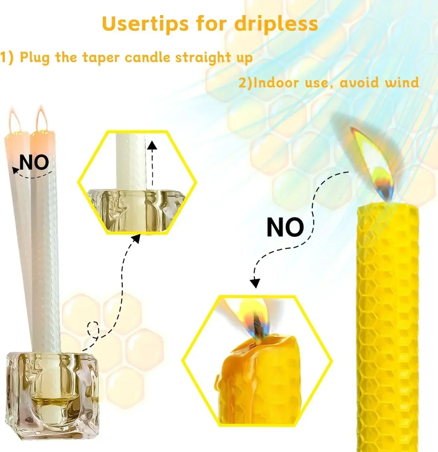 Hand-Rolled Beeswax Taper Candles