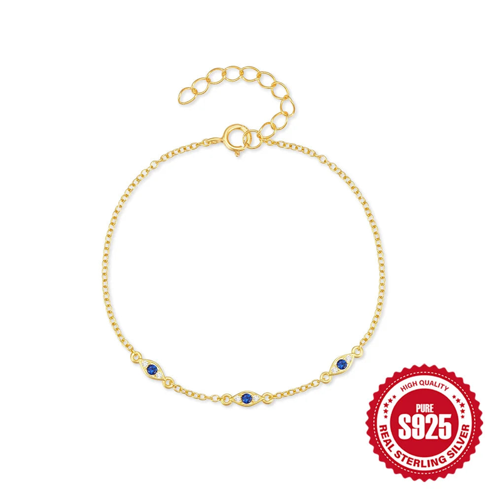 Sterling Silver & Zircon Evil Eye Bracelet (various designs)