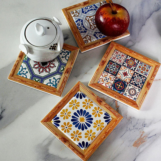 Bohemian Ceramic Tile Trivet (Single or Set of 4)