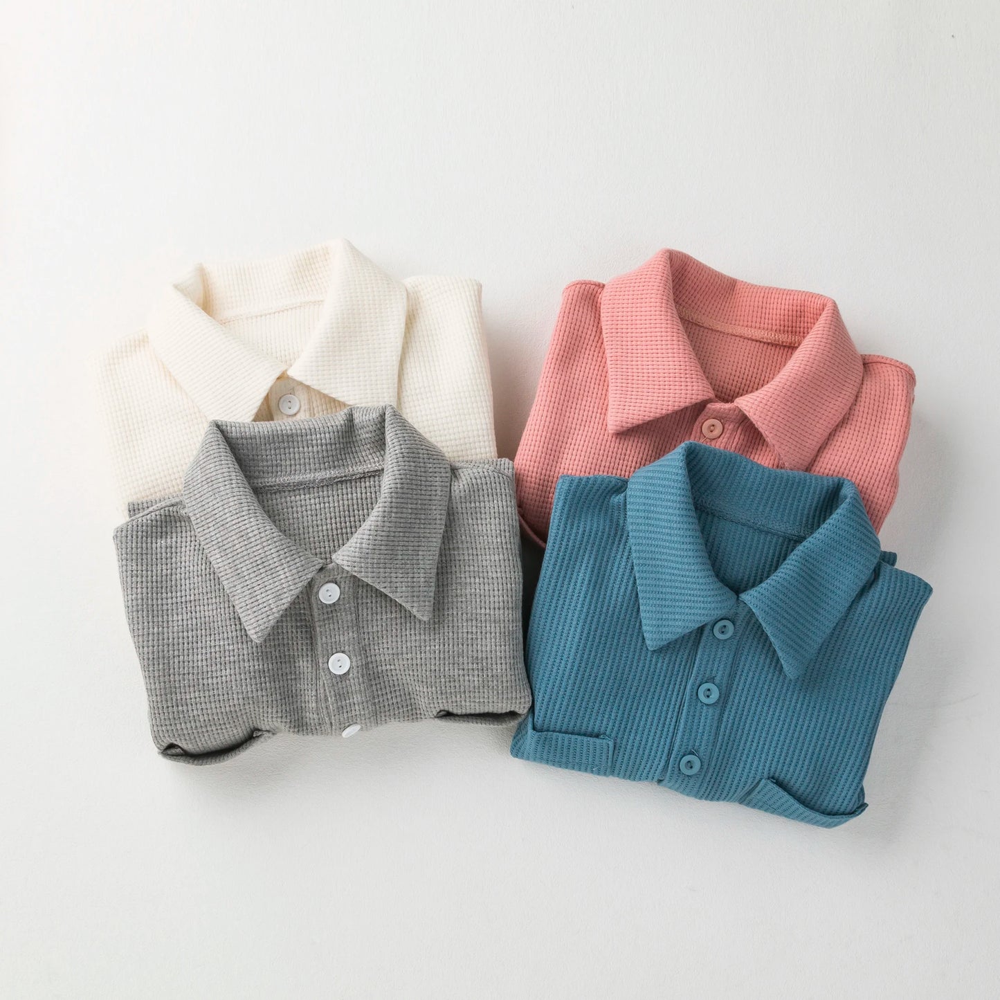 Boys Newborn Waffle-Weave Button up Onesie
