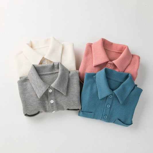 Boys Newborn Waffle-Weave Button up Onesie