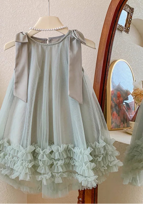 Girls Sleeveless Ruffle Dress