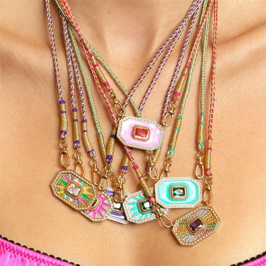 Tarot Cards Inlaid Gem Necklace
