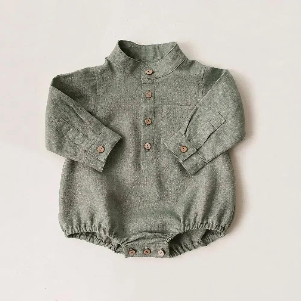 Baby Boy Long-Sleeved Button-up Onesie