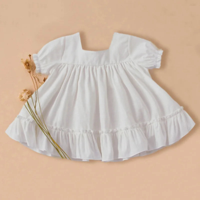 Baby Girls Cotton and Linen Dress (6 color options)