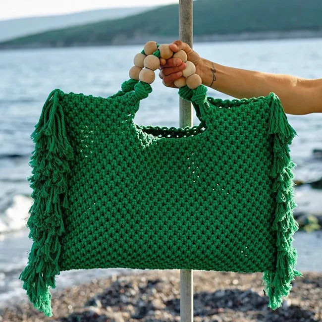 Crochet Boho Fringe Beach Bag