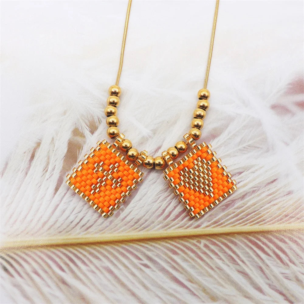 Beaded Heart & Cross Necklace (12 color options)