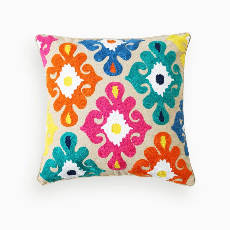 Bohemian Embroidered Throw Pillow Cover