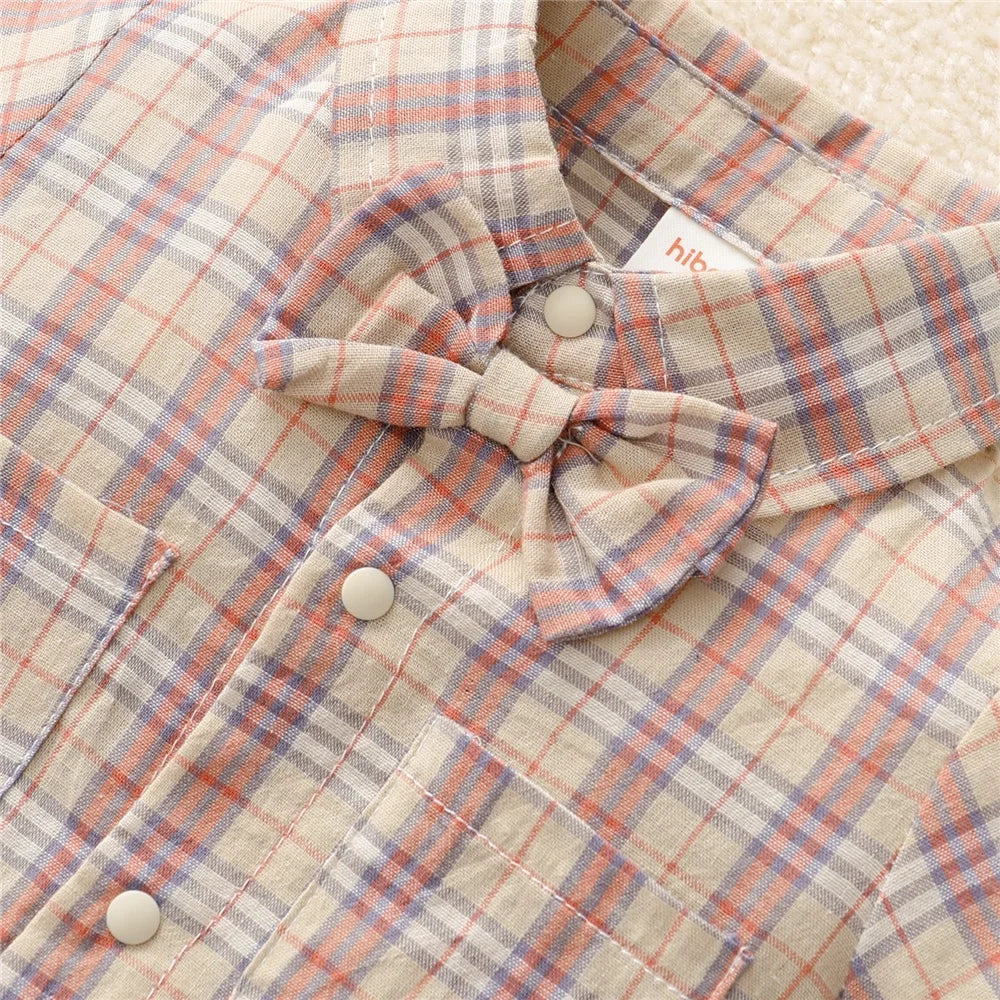 Baby Boy Plaid Onesie with bow tie