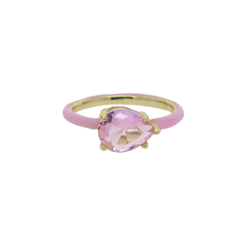 Pastel Enamel Tear Drop Ring