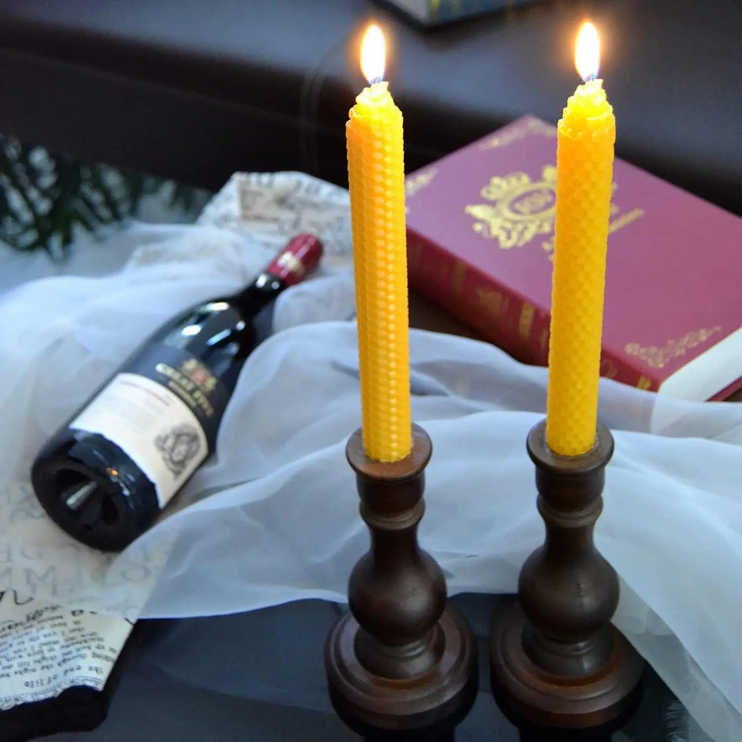 Hand-Rolled Beeswax Taper Candles