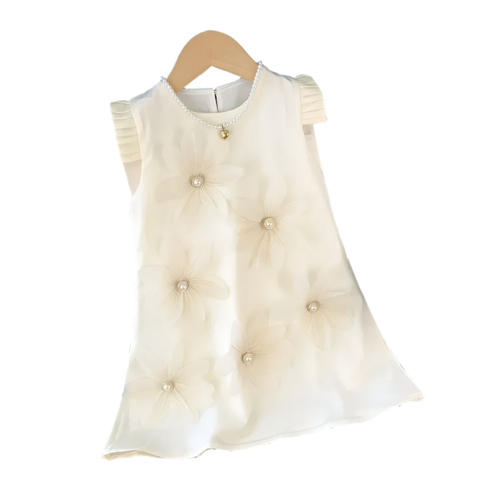 Girl's Summer Dress with Appliqué Flowers