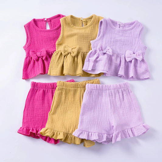 Girls Muslin Two Piece Set