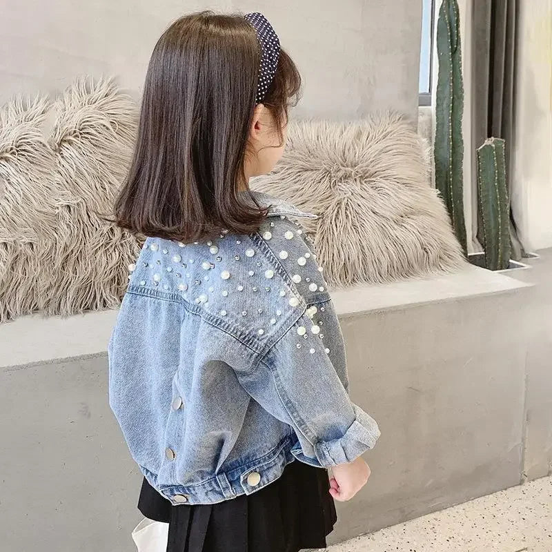 Little Girl's Jean Jacket with Pearls