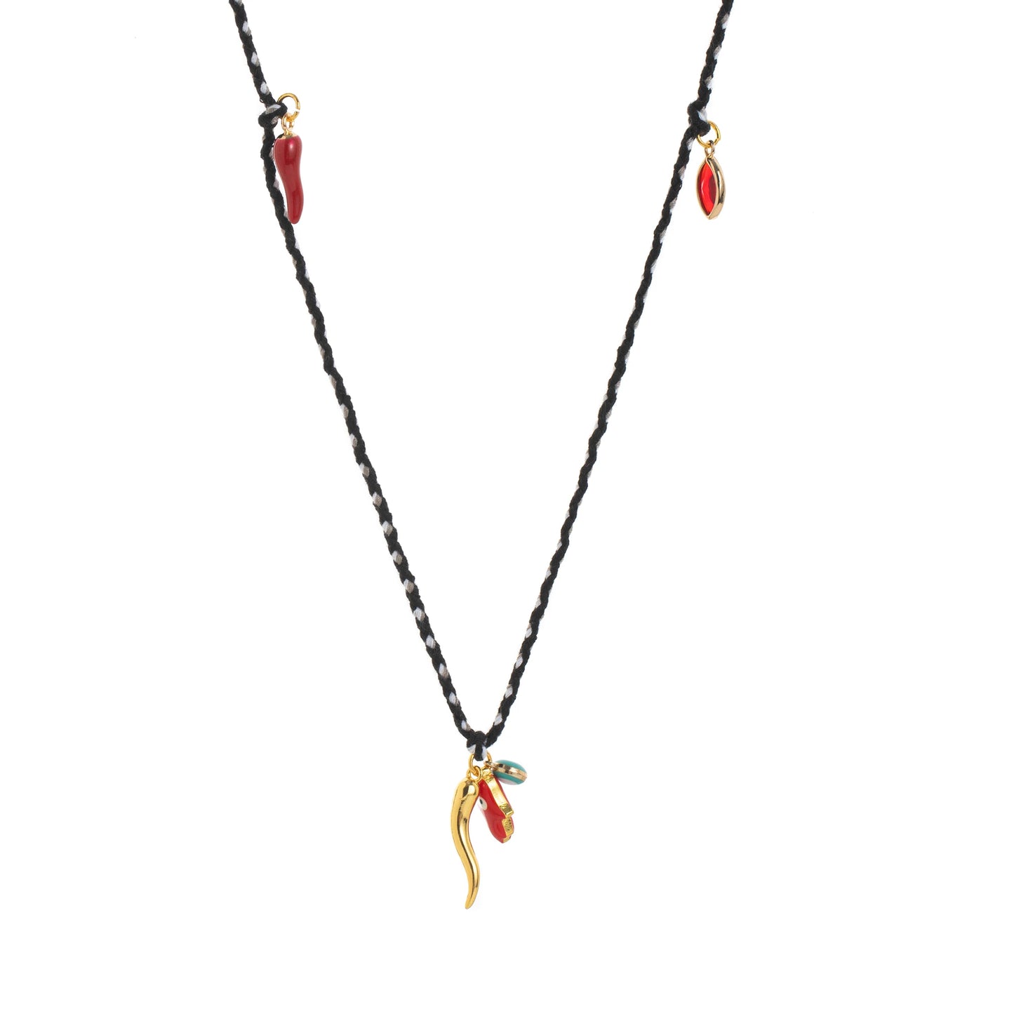 Woven Thread Evil Eye & Horn Necklaces
