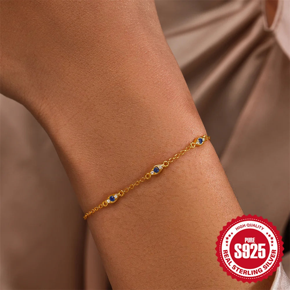 Sterling Silver & Zircon Evil Eye Bracelet (various designs)