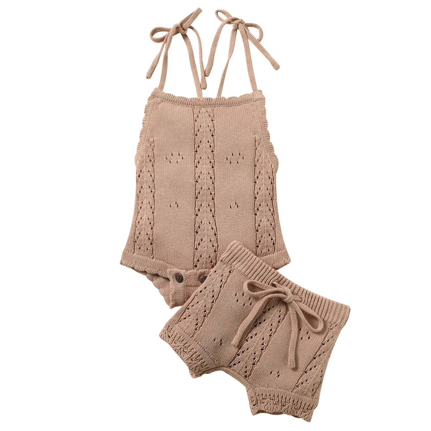 Baby Girl Knitted Onesie and Shorts Set