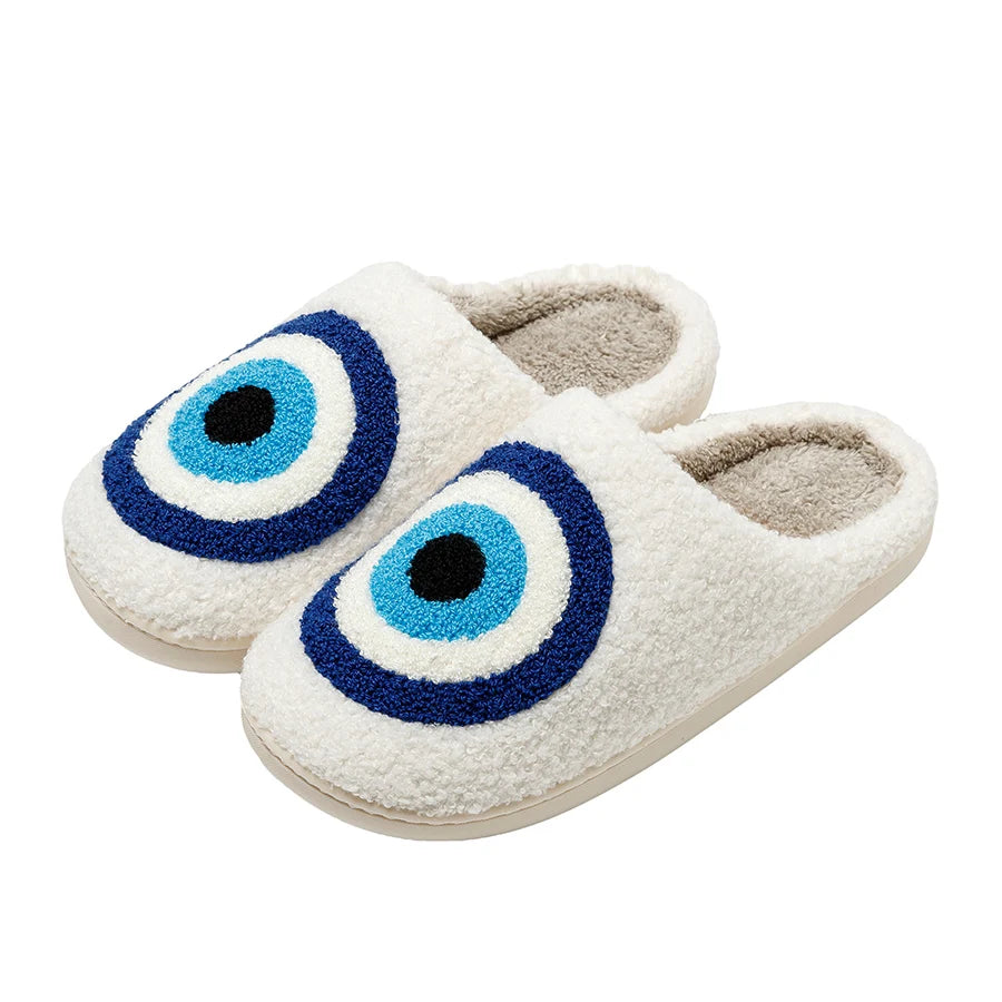 Evil Eye Fuzzy Slippers