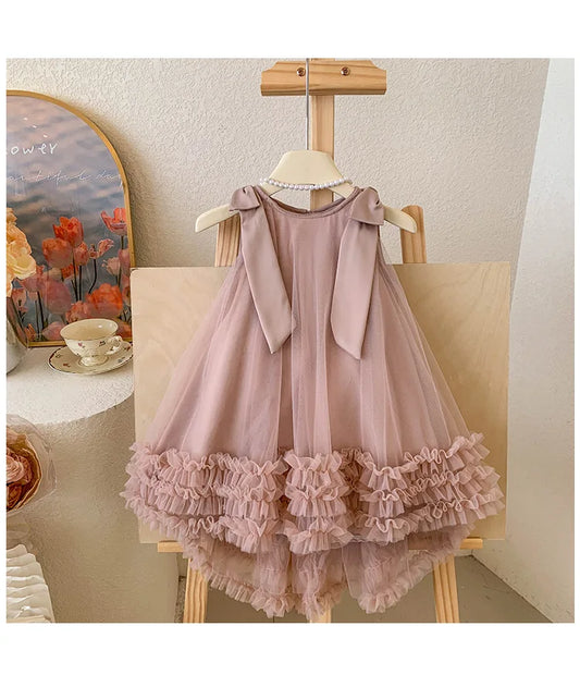 Girls Sleeveless Ruffle Dress