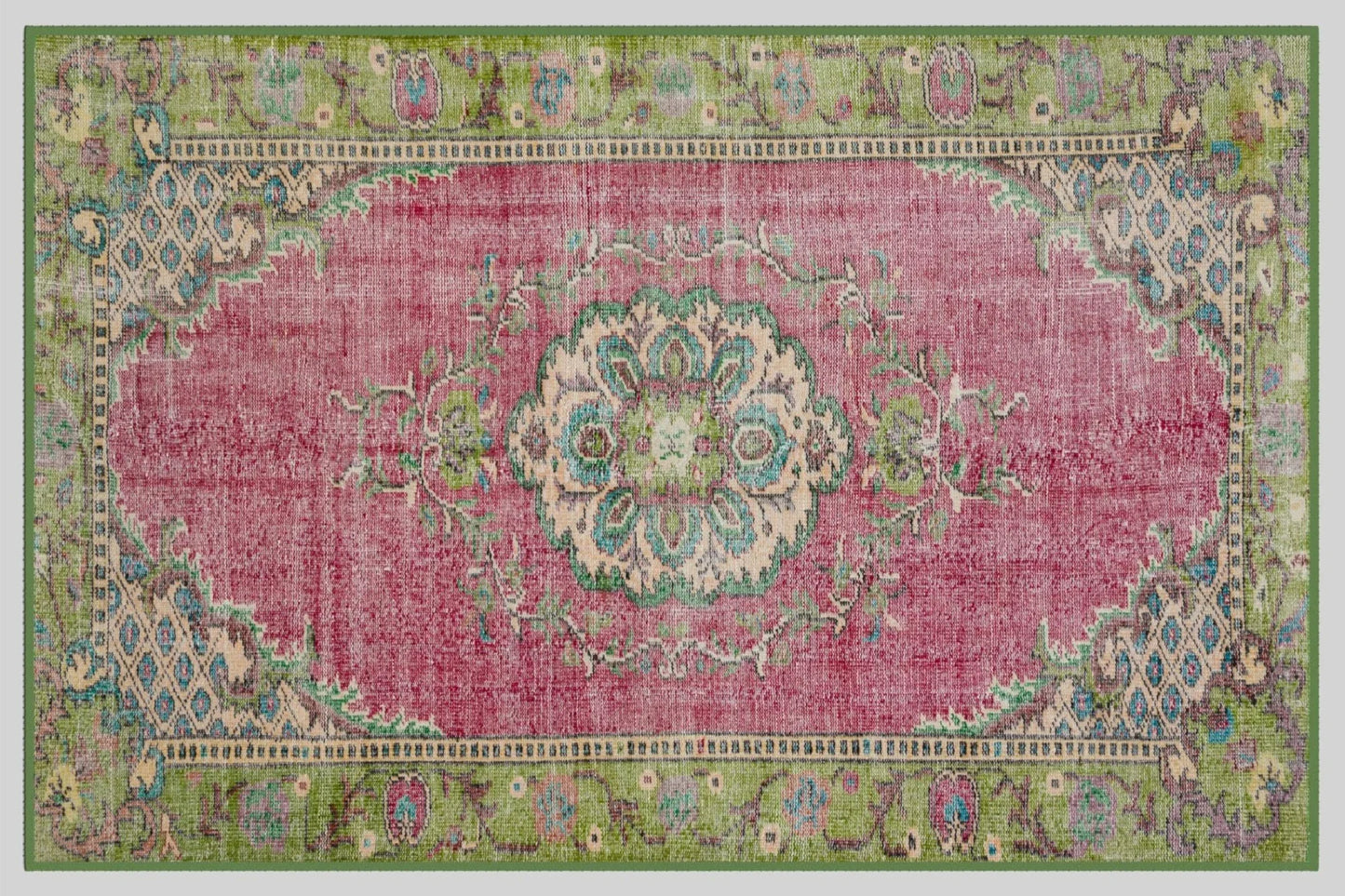 Pink and Green Medallion Rug
