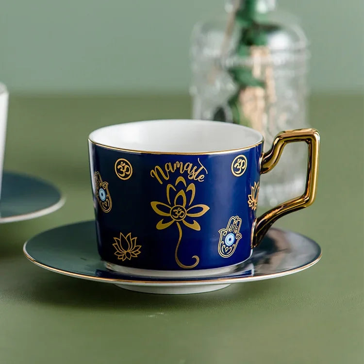 Gold-Edged Coffee Cup & Dish Set