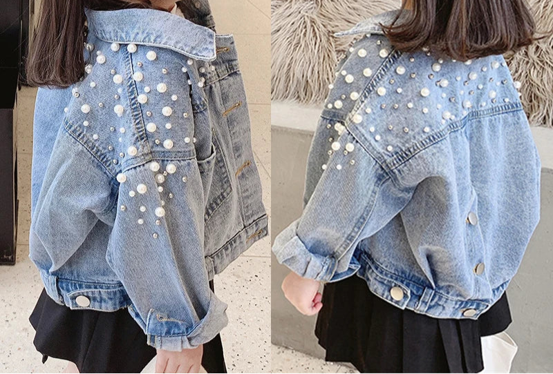Little Girl's Jean Jacket with Pearls
