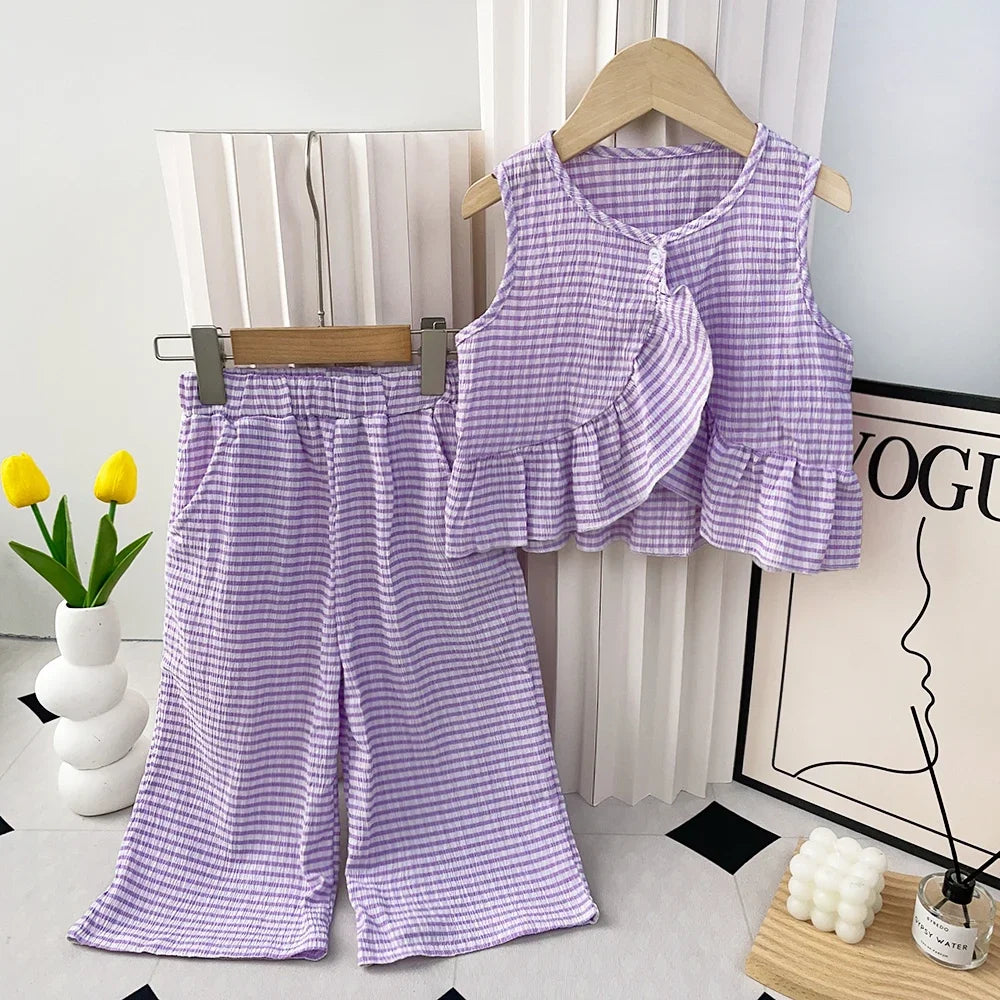 Girls Two Piece Gingham Set