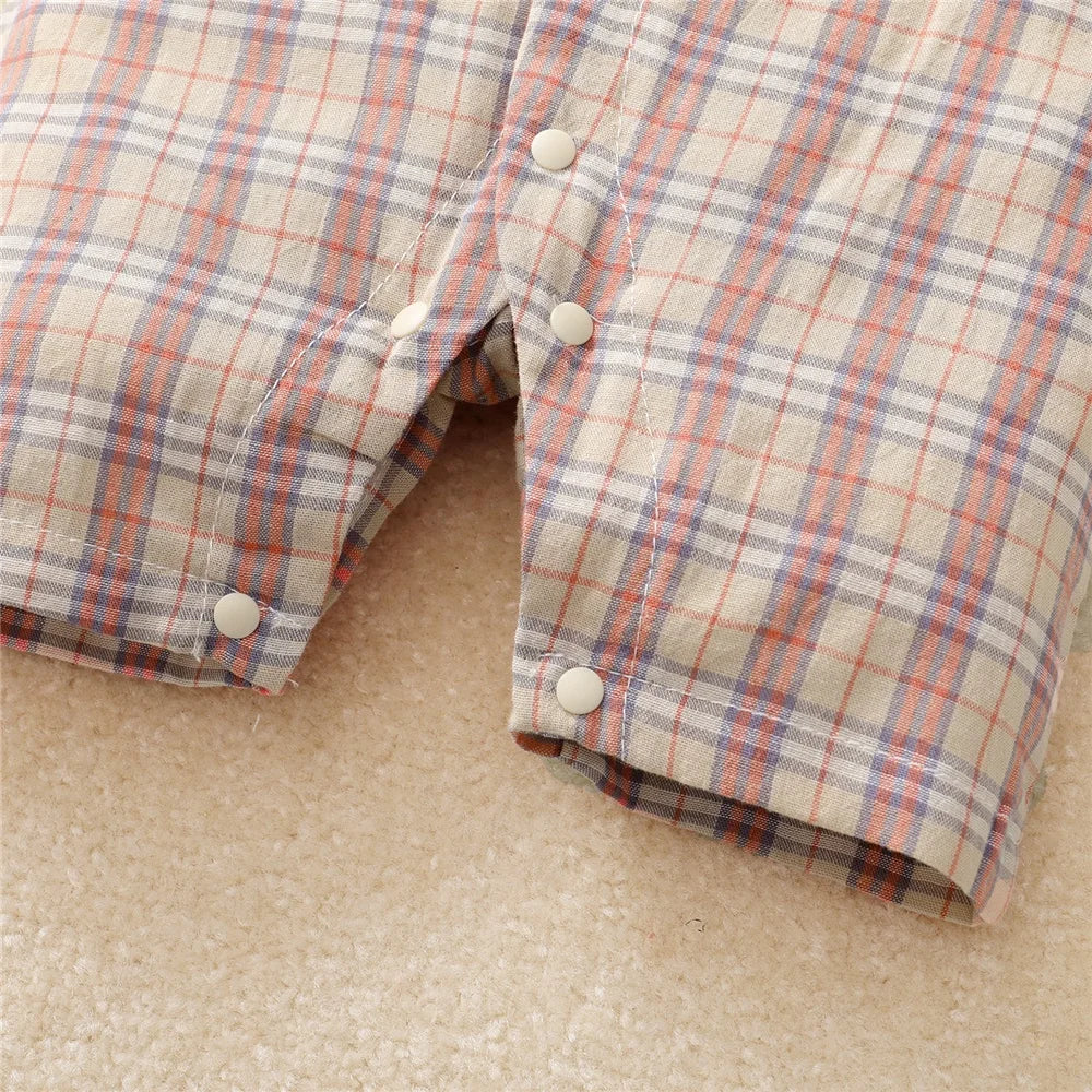 Baby Boy Plaid Onesie with bow tie