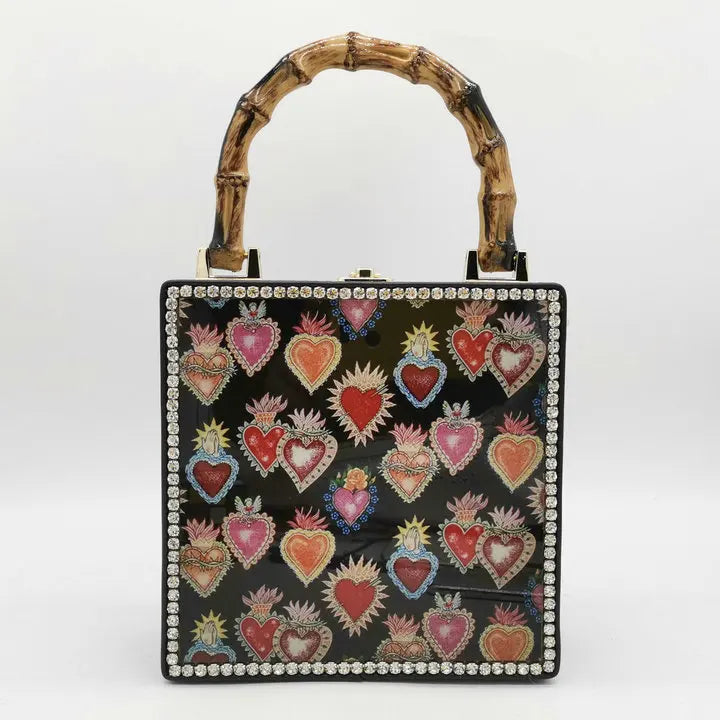 Heart Bamboo Handle Handbags