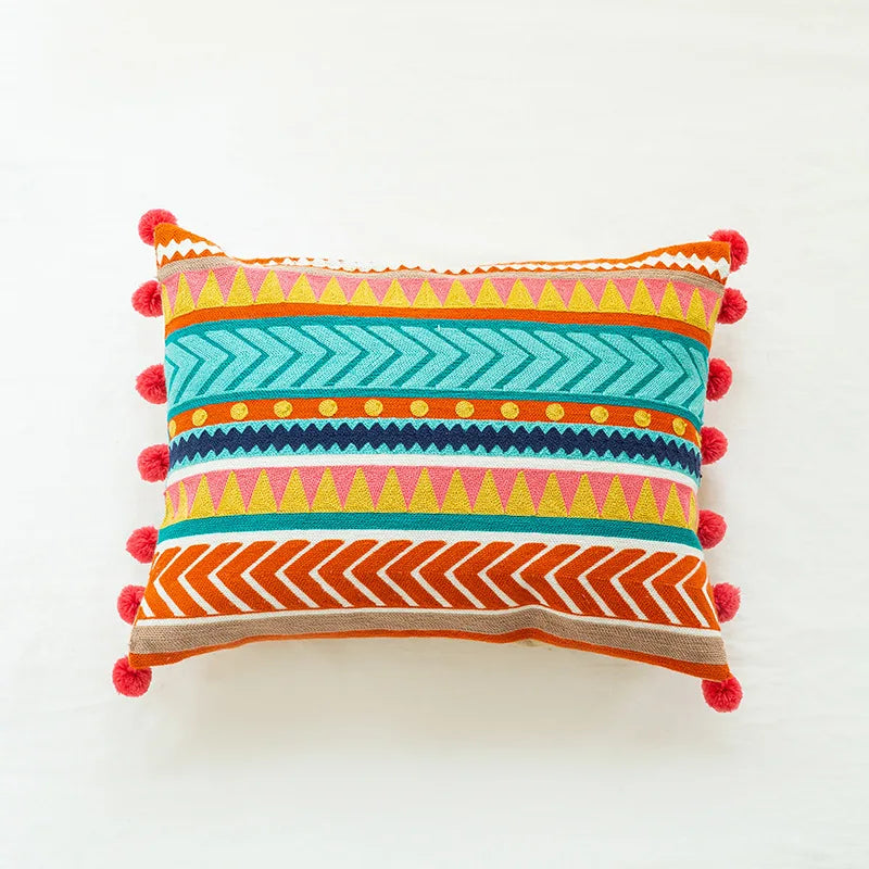 Bohemian Embroidered Throw Pillow Cover