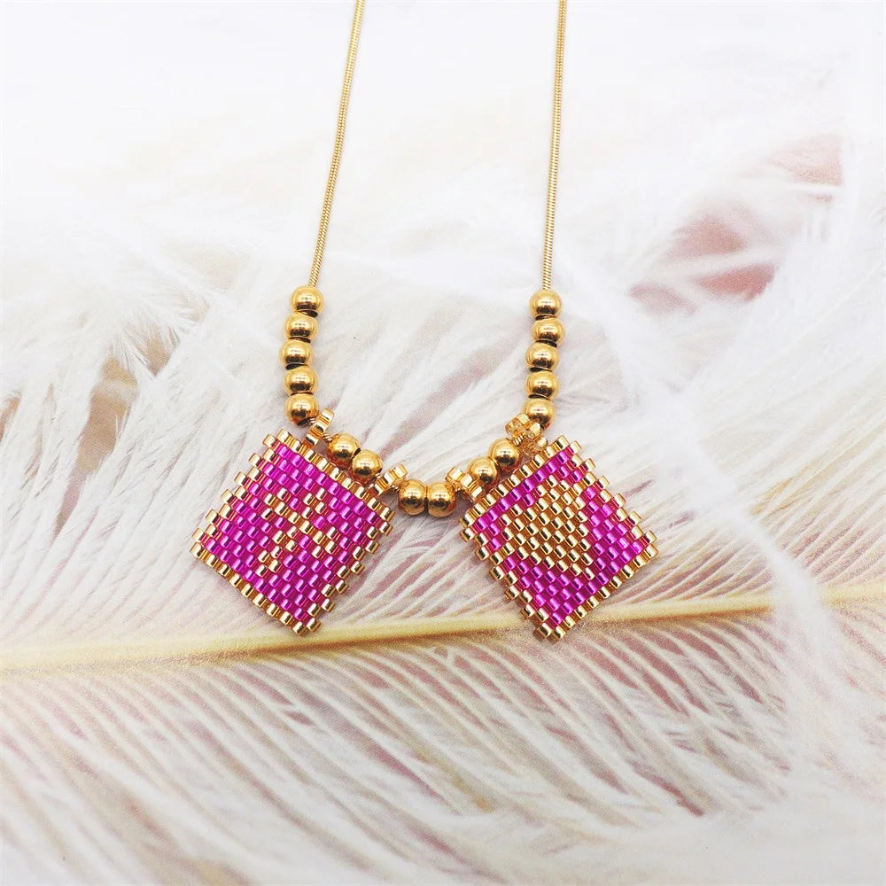Beaded Heart & Cross Necklace (12 color options)