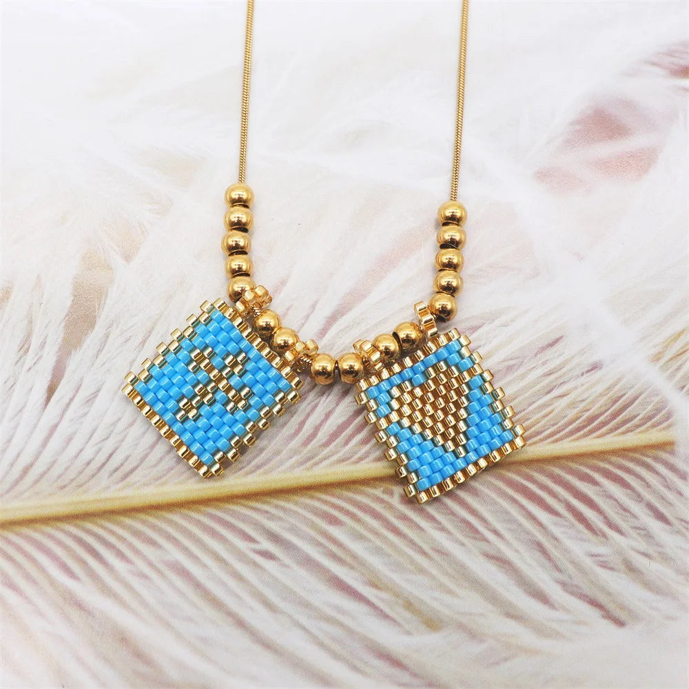 Beaded Heart & Cross Necklace (12 color options)