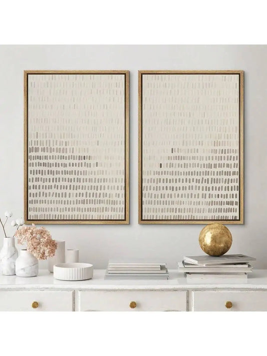 Neutral Abstract Lines Framed Canvas Print