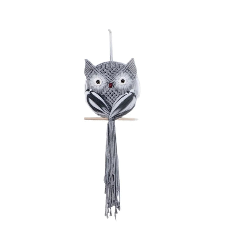 Handwoven Macrame Owl-Shaped Wall Hanging