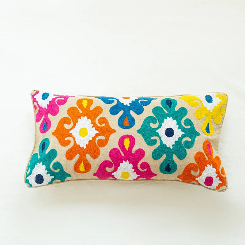 Bohemian Embroidered Throw Pillow Cover