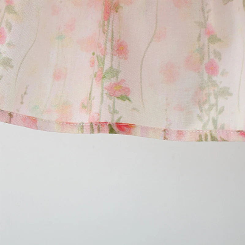 Girls Pink Floral Dress with Purse
