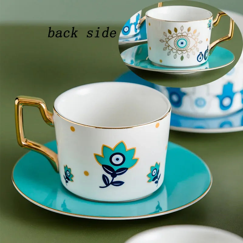 Gold-Edged Coffee Cup & Dish Set