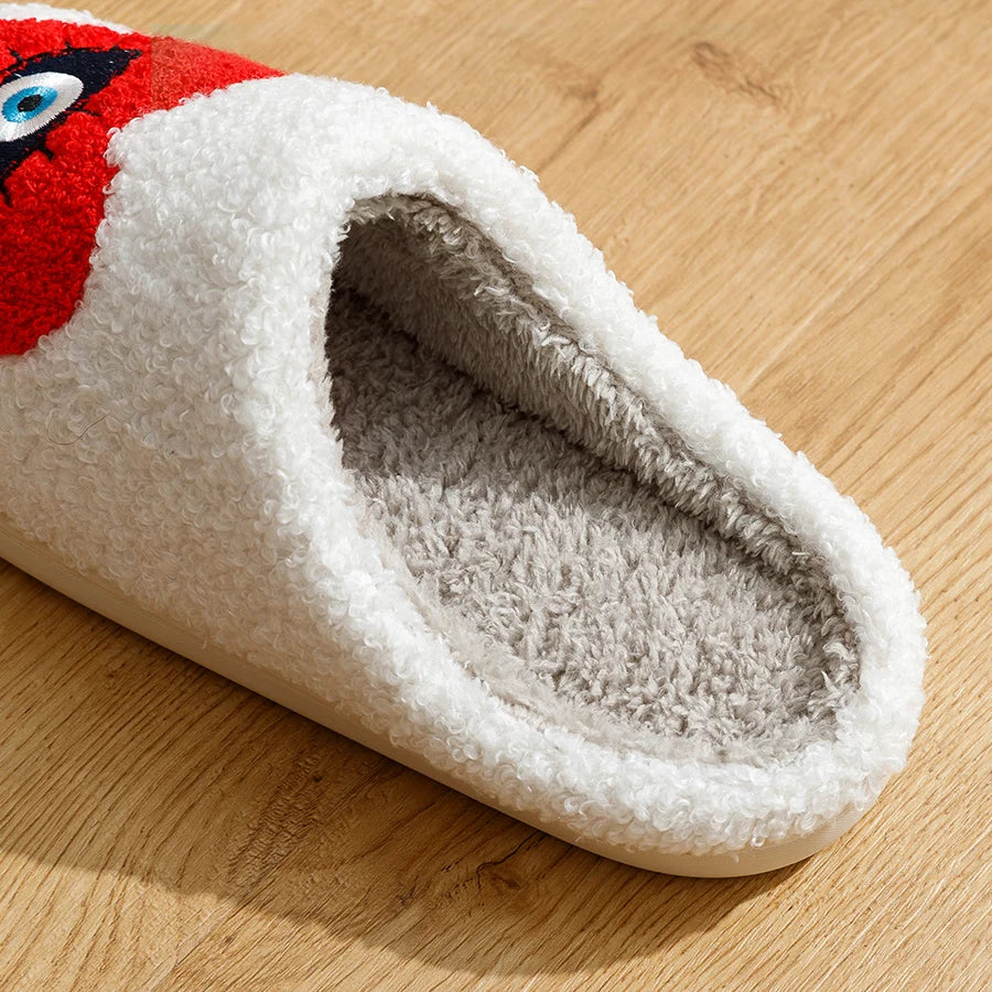 Embroidered Evil Eye Heart Slippers (Yellow or Red)