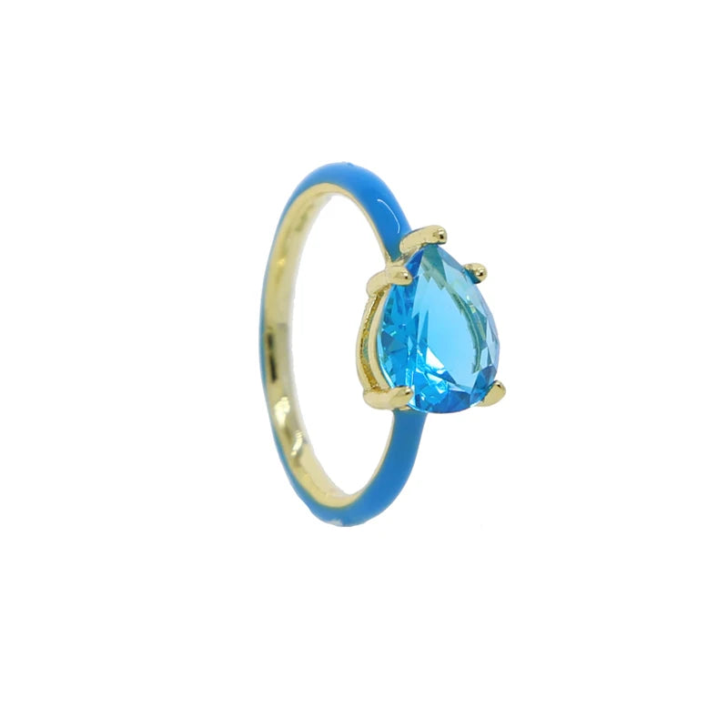 Pastel Enamel Tear Drop Ring
