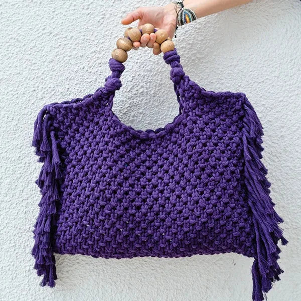 Crochet Boho Fringe Beach Bag