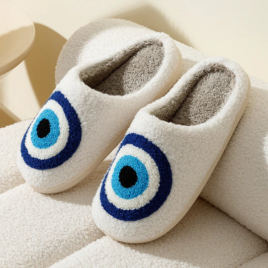 Evil Eye Fuzzy Slippers