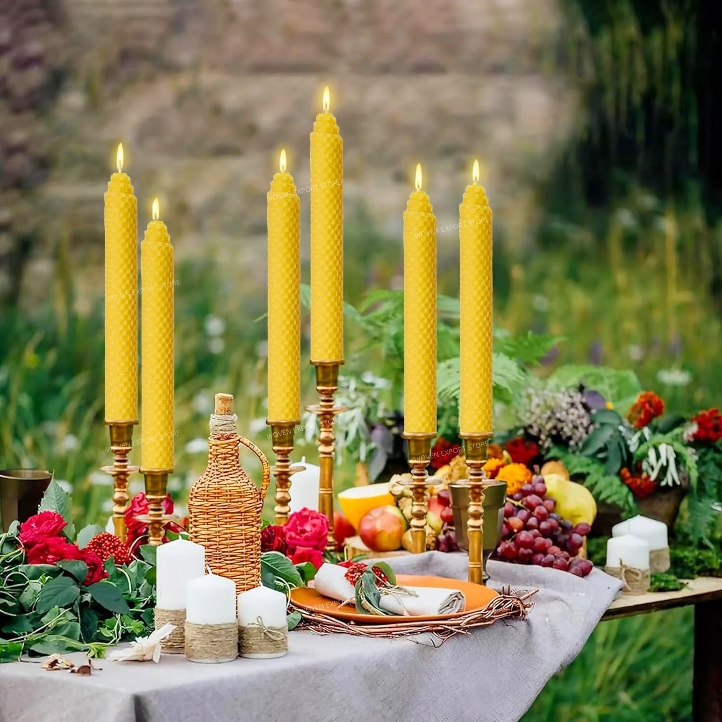 Hand-Rolled Beeswax Taper Candles