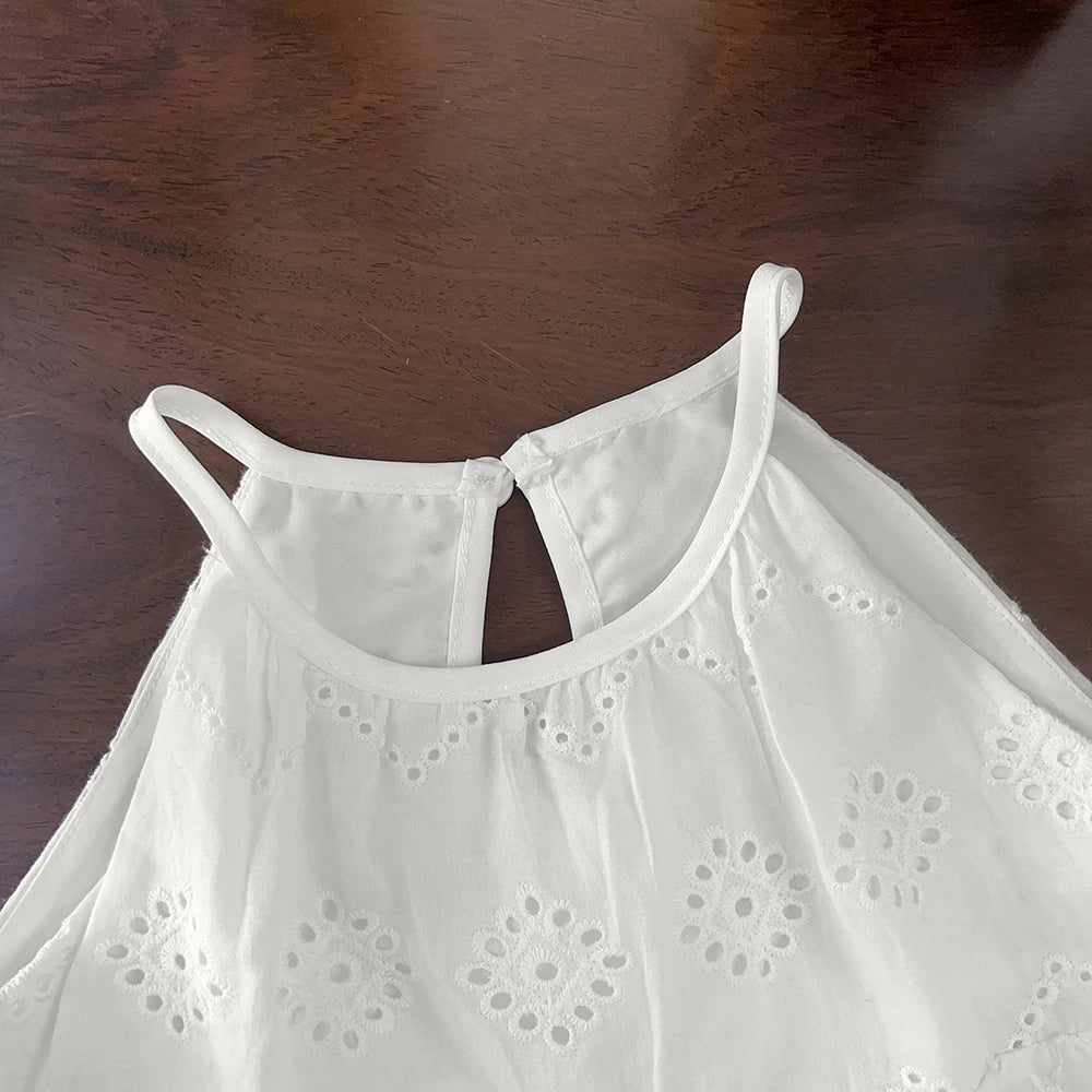 Girl's White Eyelet Dress (2 style options)