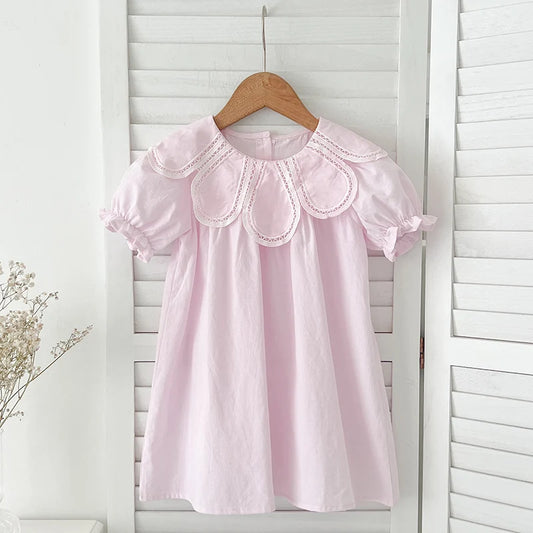 Girls Pink Petal Collar Party Dress