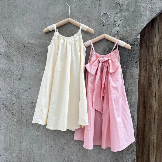 Girls Spaghetti Strap Dress with Bow