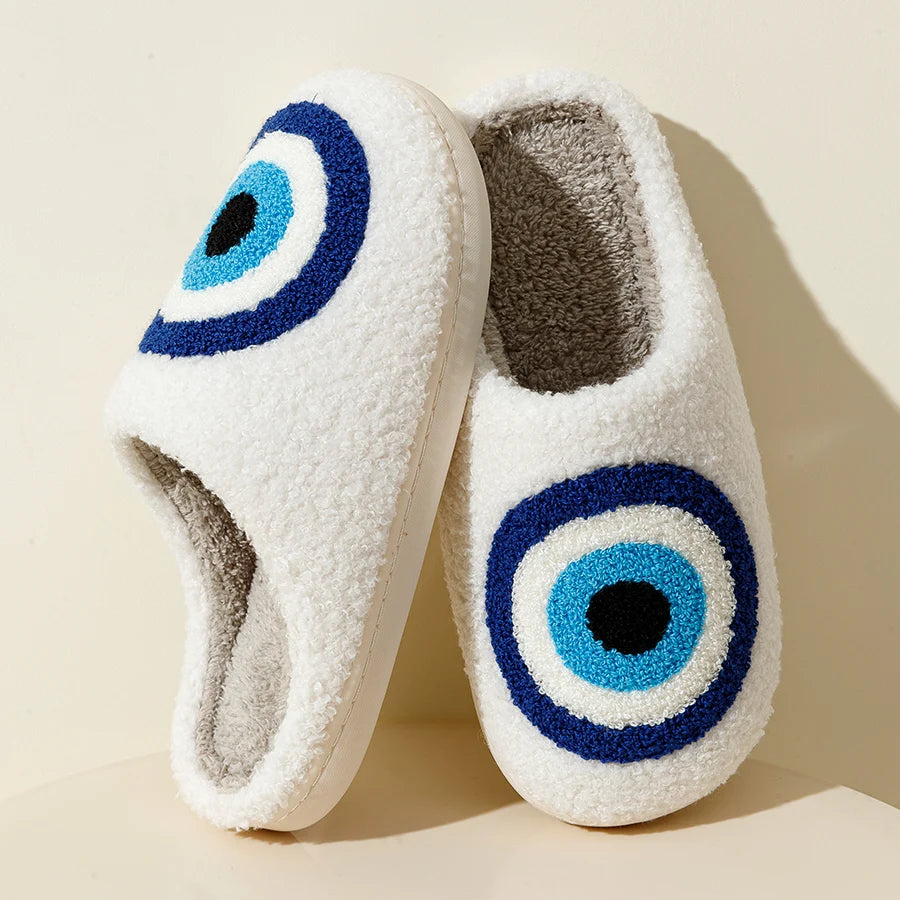 Evil Eye Fuzzy Slippers