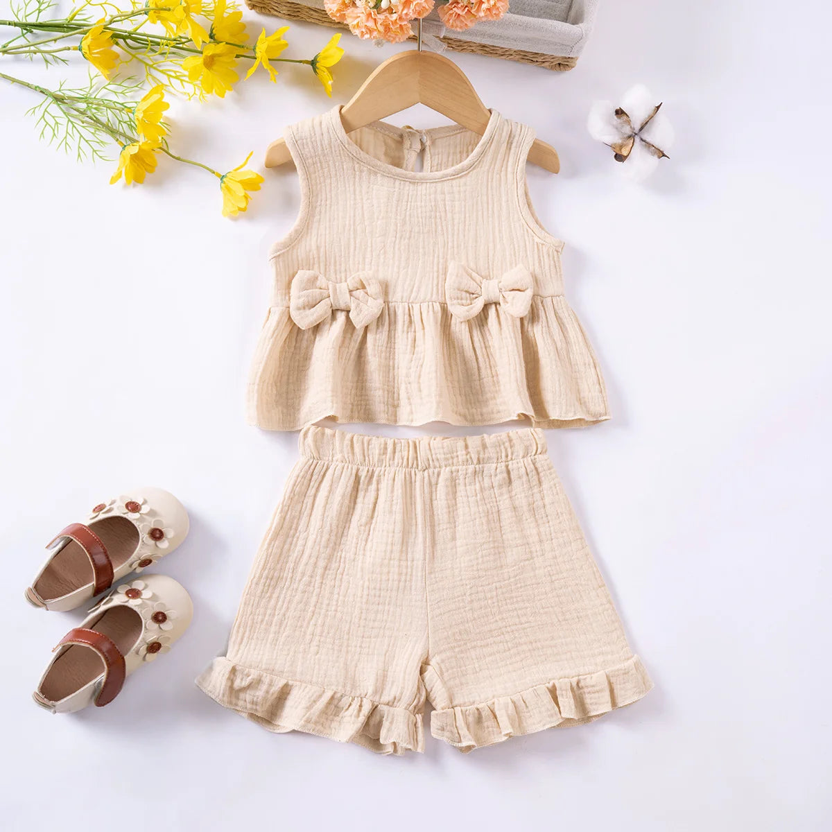 Girls Muslin Two Piece Set