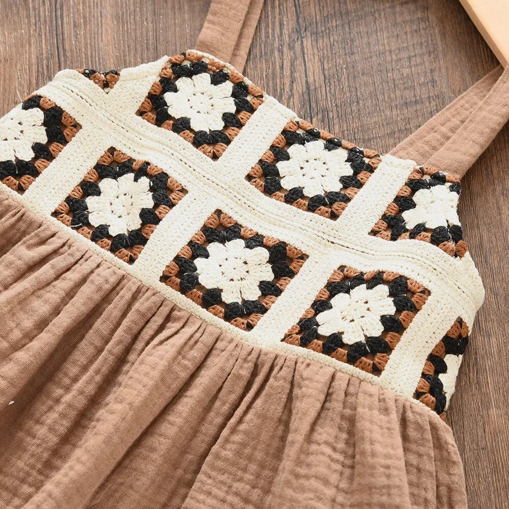 Girls 2-piece Muslin Pants & Crocheted Tank Set