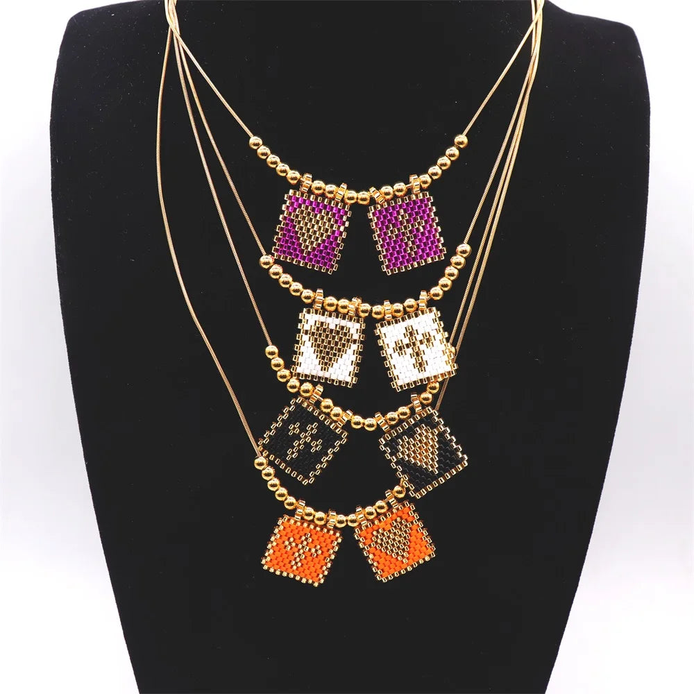 Beaded Heart & Cross Necklace (12 color options)